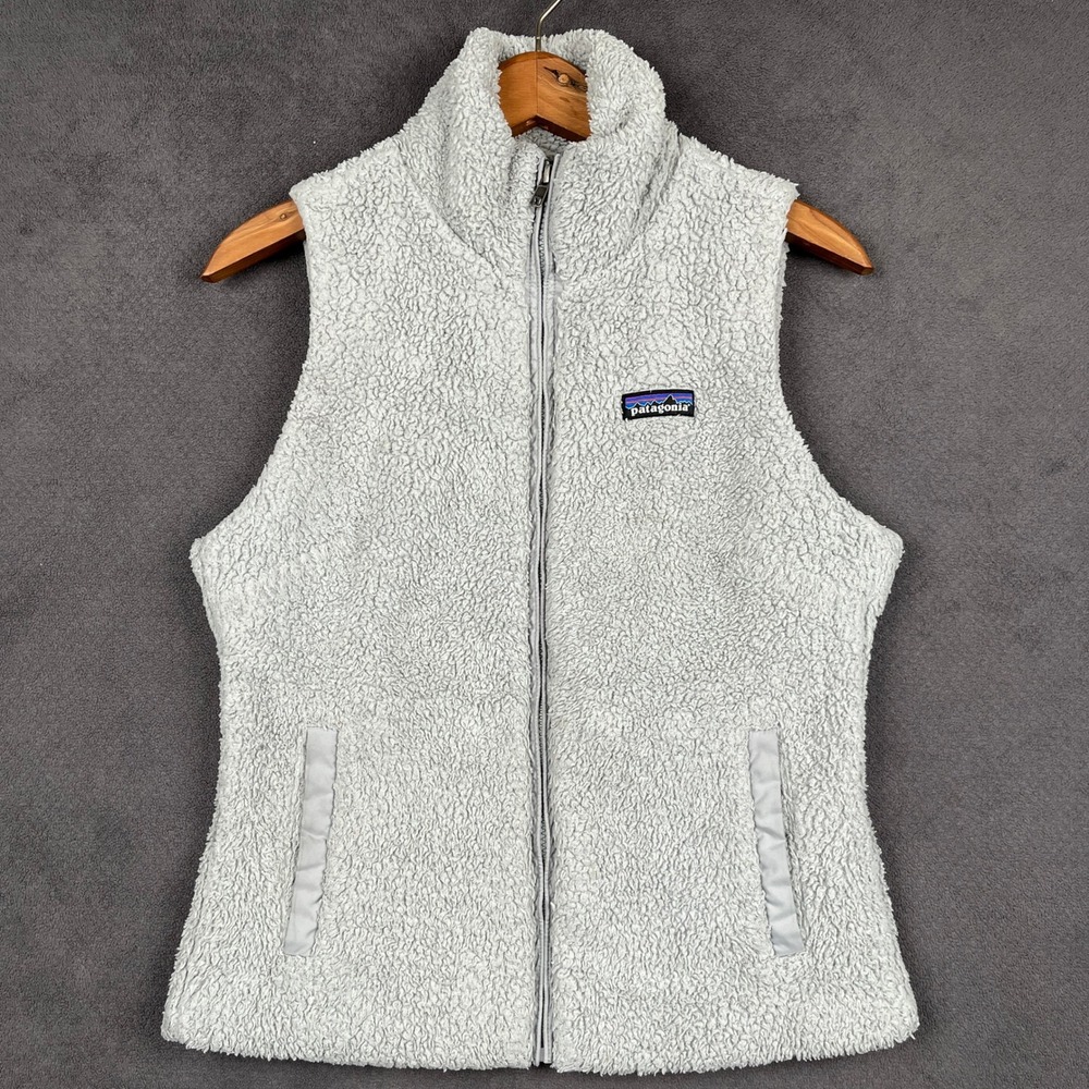 Patagonia Los Gatos Vest Womens Small Light Gray Full Zip Fuzzy Fleece 25216